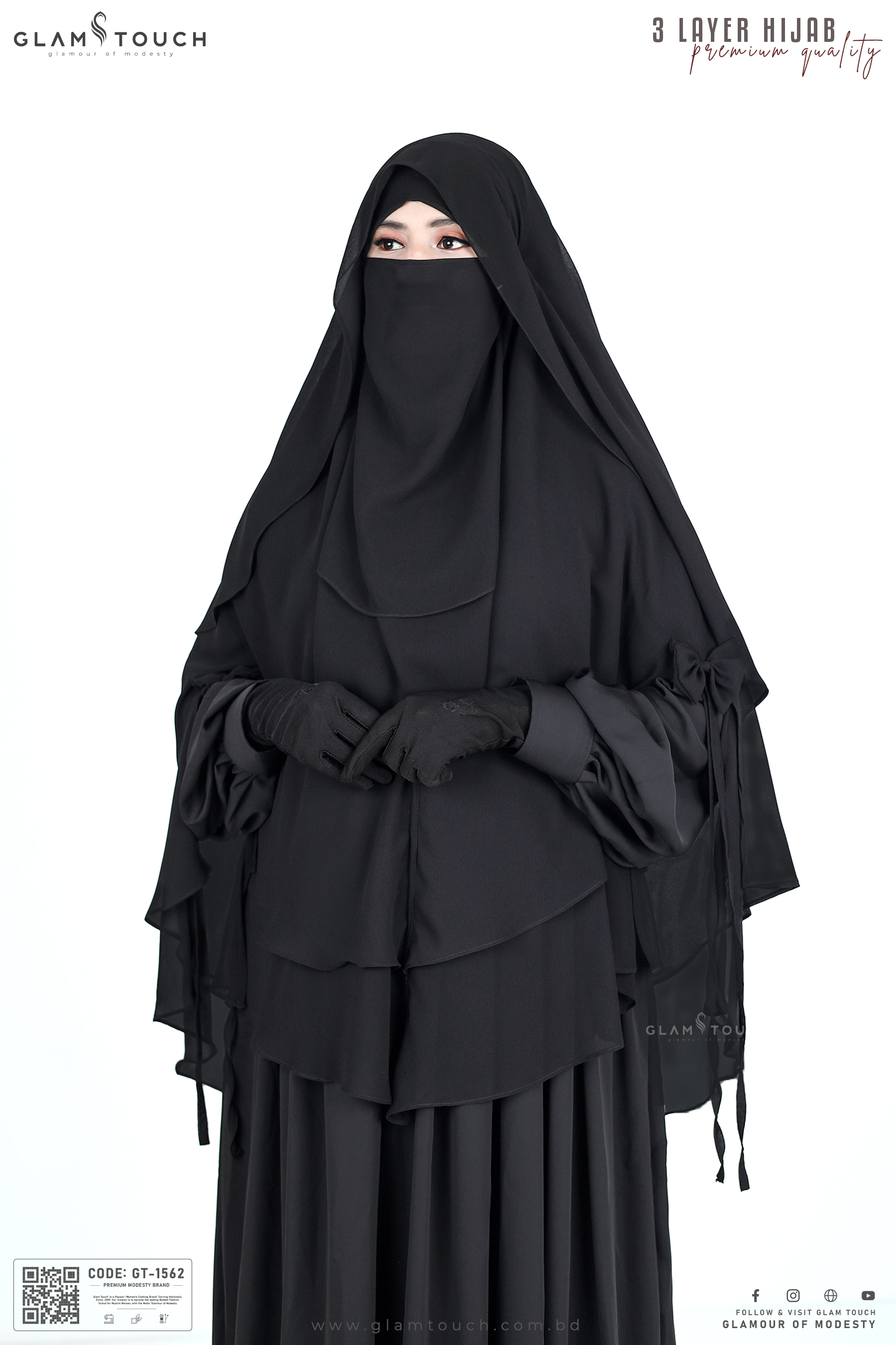 Glam Touch Premium ABRU 3 Layer Hijab Niqab Set