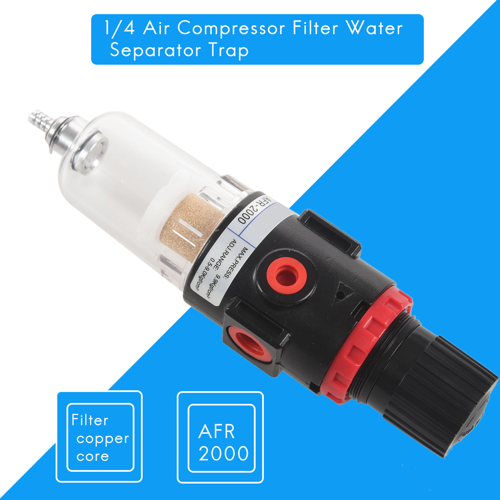 1/4 Air Compressor Filter Water Separator Kit With Regulator. 