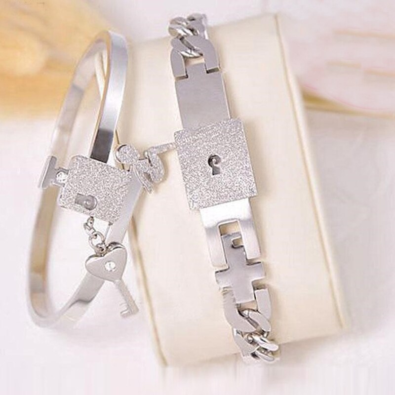 2pcs a couple lovers jewelry love heart lock deals bracelet