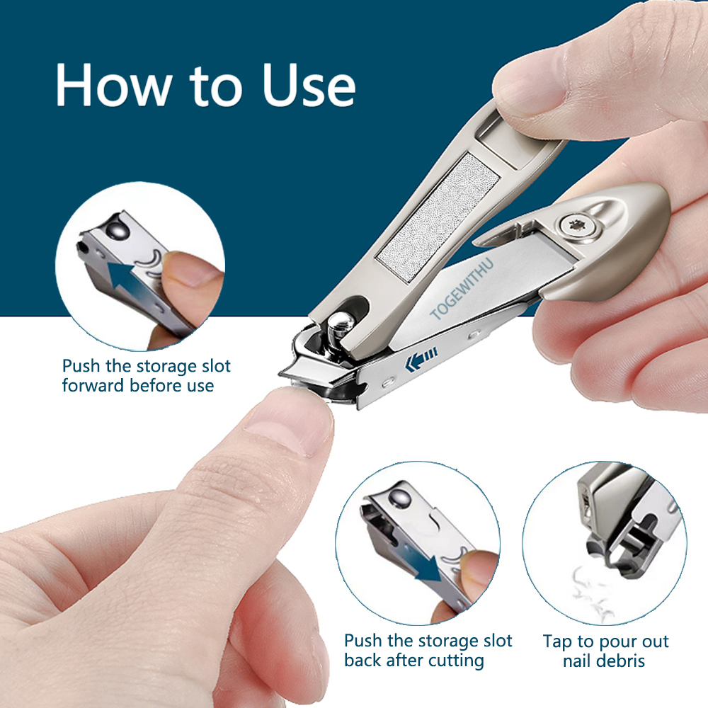 【The Edge of Beauty】TOGEWITHU Nail with Catcher, Anti-splash Fingernail Toenail Cutter Manicure Nail Trimmer with Nail File Sharp and. 
