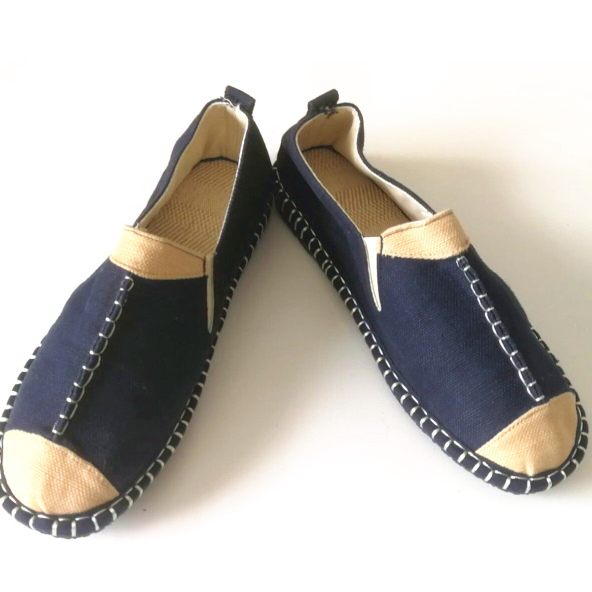 Chinese Style Taoist Shoes Embroidered Cotton and Linen Men's Shoes Rubber Sole Retro Chinese Style Linen Shoes Slip-on Lazy Shoes Cotton and Linen Cloth Shoes. 