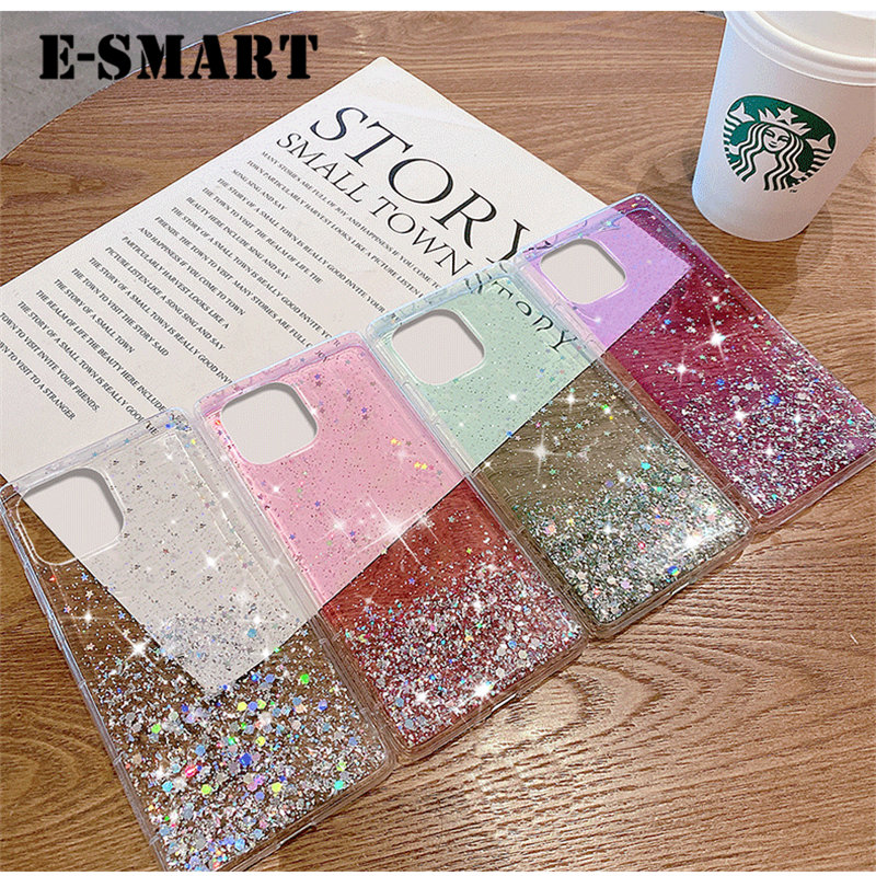 For Samsung Galaxy Note 10 Plus Case Glitter Silicone Soft Back Covers Starry Sky String Glitter Transparent Space Stars Moon Samsung Note10 Plus Back Cover. 
