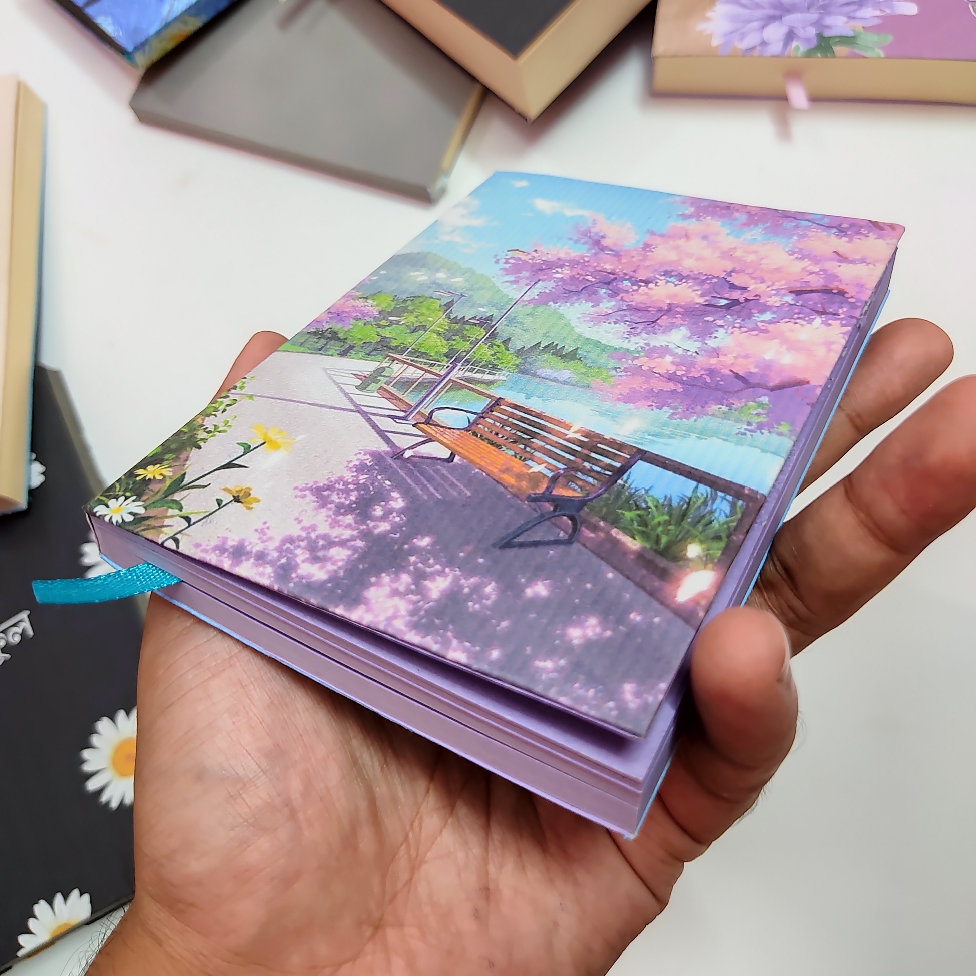 Purple page Aesthetic Pocket size Notebook (5.5''/4'' size 100 sheet purple paper ). 