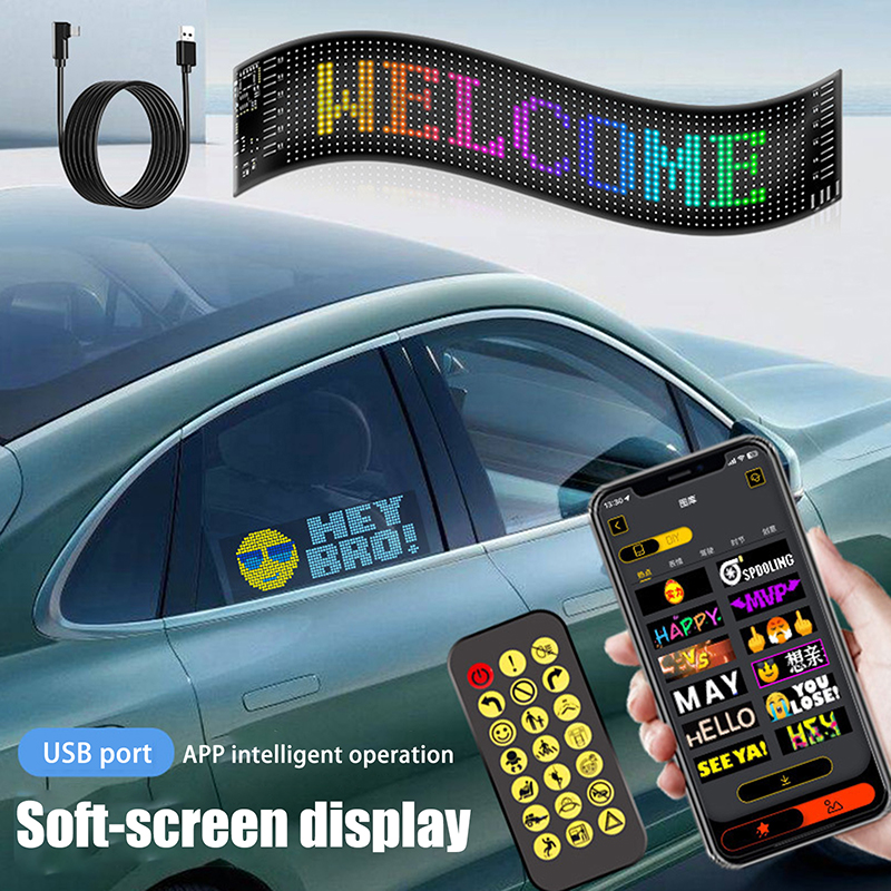 LED Car Flexible Screen Wireless Flexible Display Car Rear Window Flexible LED Display Demoo
