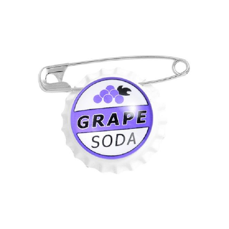 Exquisite fashion creative grape soda bottle cap pin jewelry alloy enamel brooch grape soda cap paint pin badge