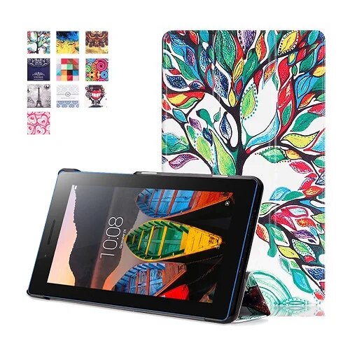 printed case for lenovo tab3 7 essential stand folding PU leather cover for Lenovo tab 3 7.0 710 710F tablet capa