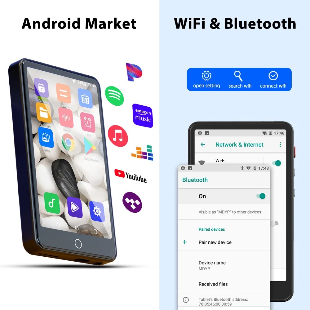 2023 New M400 Android MP4 Player Bluetooth WiFi MP3 Music Portable Touch MP 4 For Men/women For Gift. 