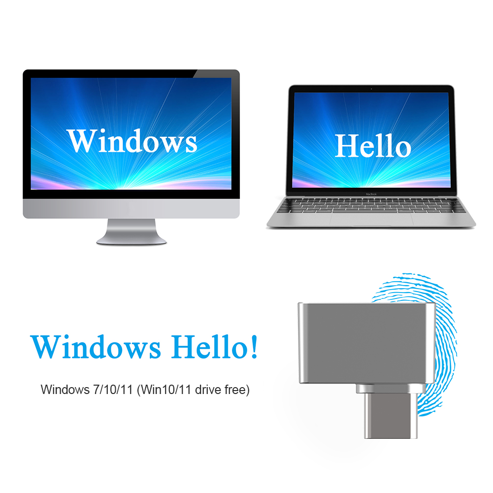 Type-C Biometric Scanner Laptop PC Zinc Alloy Biometric Scanner Padlock USB Fingerprint Reader Module Device for Windows 7/10/11. 