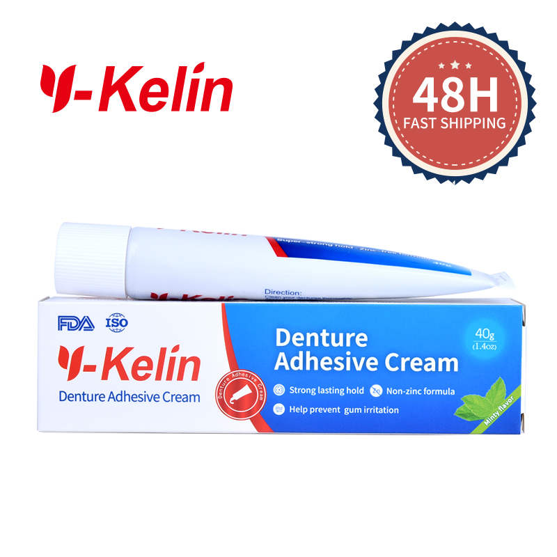 Y-Kelin Denture Adhesive Cream 40g Strong Hold Glue For Cull Partial False Teeth Bonding Prosthesis Fixing BruberryBeE. 