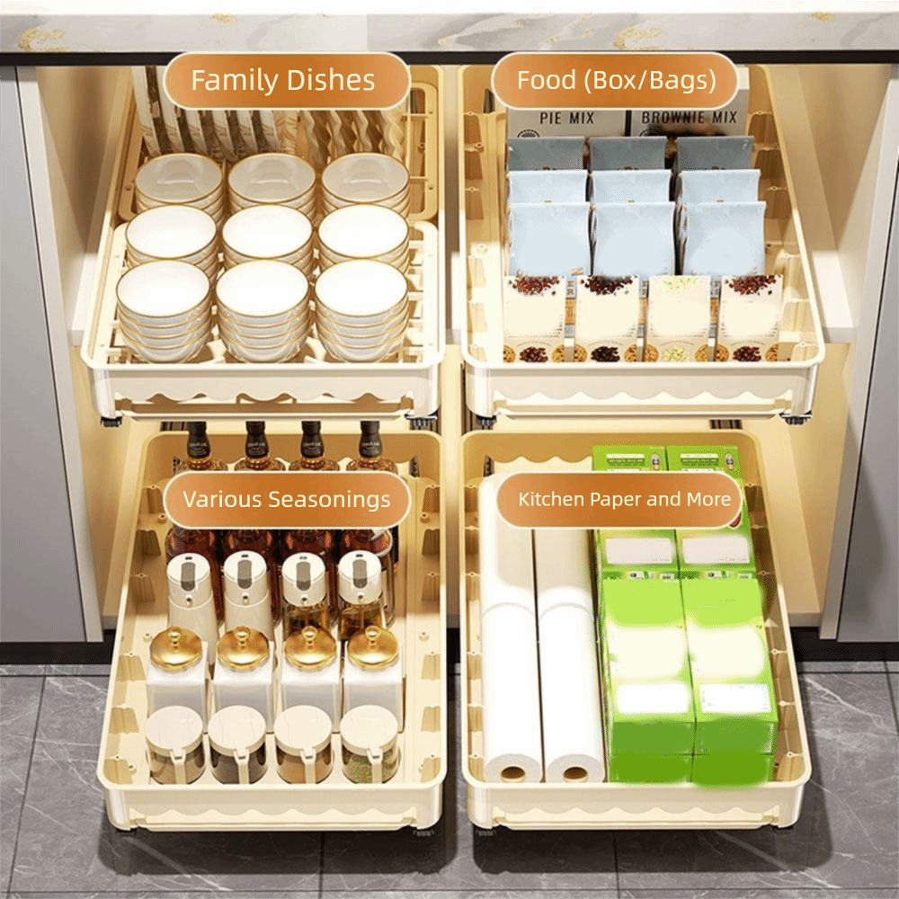 Practical Plastic Pull Out Dish Rack Punch-free Large Drawer-type Plate ...