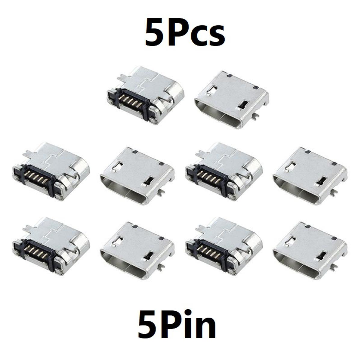 5Pcs- 5Pin MICRO USB SMD TYPE-B Micro USB Female Socket Type B 5Pin SMT SMD Power Jack Connector Panel Mount For Charging Socket Mobile LED Lights