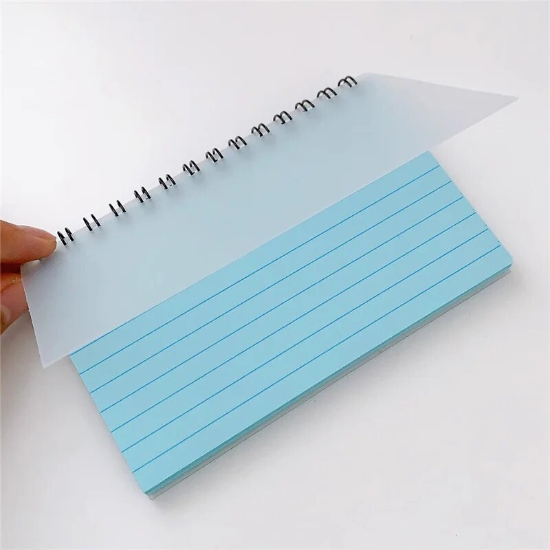 50 Sheets/book Colorful Tearable Spiral Notebook Horizontal Line Minimalist Transparent Cover Memo Pad School Office Writing Pad. 
