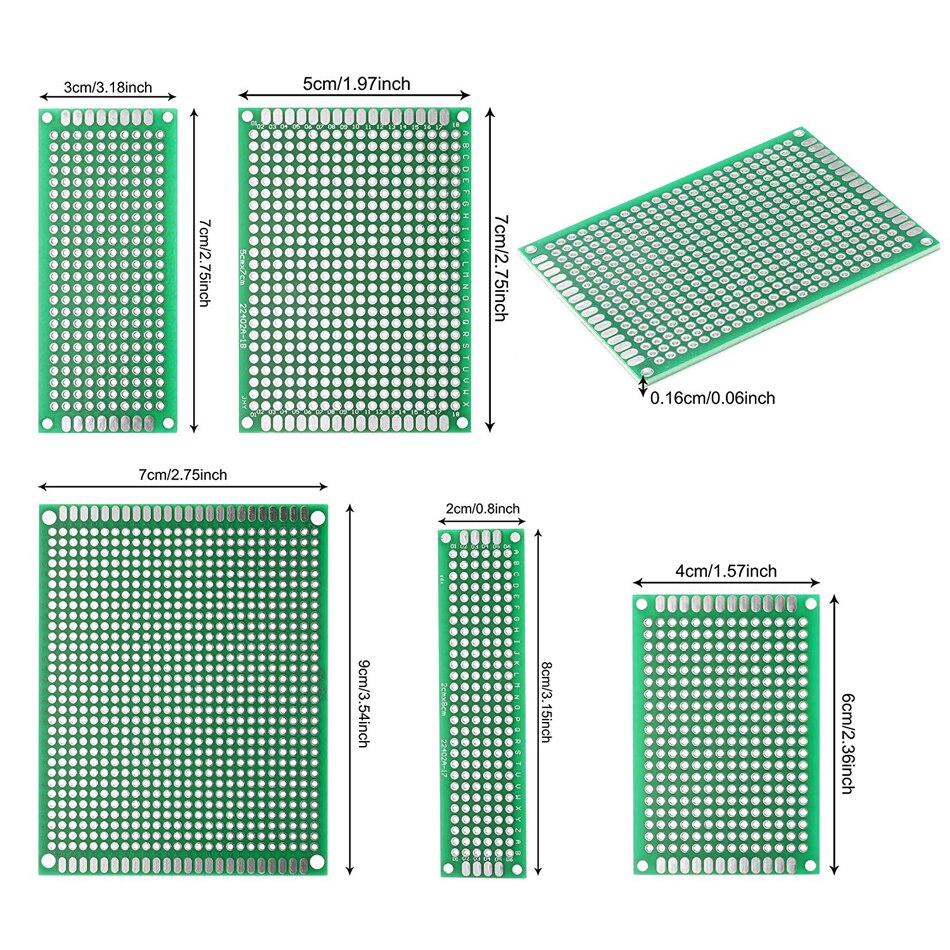 【Mary DAI Store】40PCs PCB Double-sided Circuit Boards 5 Size Universal untraced perforated printed circuits boards. 