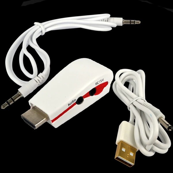 HDMI to VGA Video Converter Adapter in Chip rCA ps4 Portable Data Transmission with Audio Cable for Laptop TV Player SZHA006. 