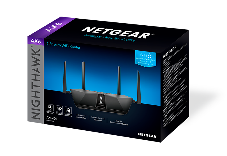 netgear rax50 nighthawk ax6/6-stream ax5400 wifi 6 router. 