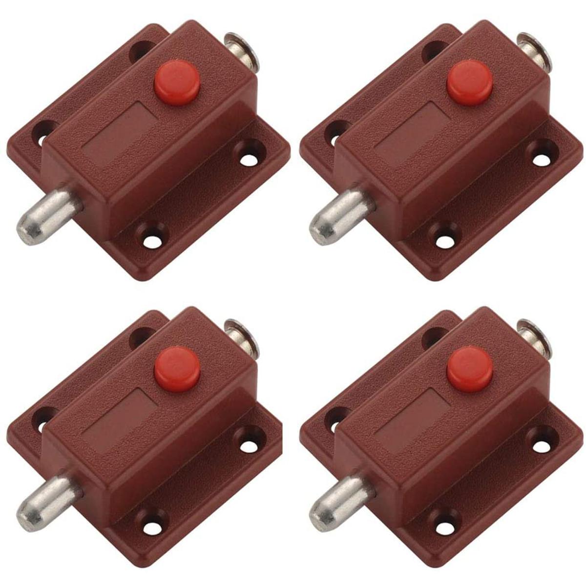 4 pcs Automatic Spring Loaded Cabinet Door Bolt Lock Push Button - 245205696