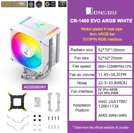 Jonsbo CR 1400 Evo ARGB cpu cooler. 