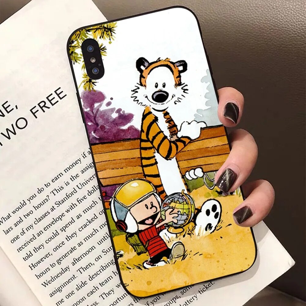 C-Calvin and H-Hobbes Phone Case for iPhone 15 8 7 6 6S Plus X SE 2020 XR XS 14 11 12 13 Mini Pro Max Mobile Case. 
