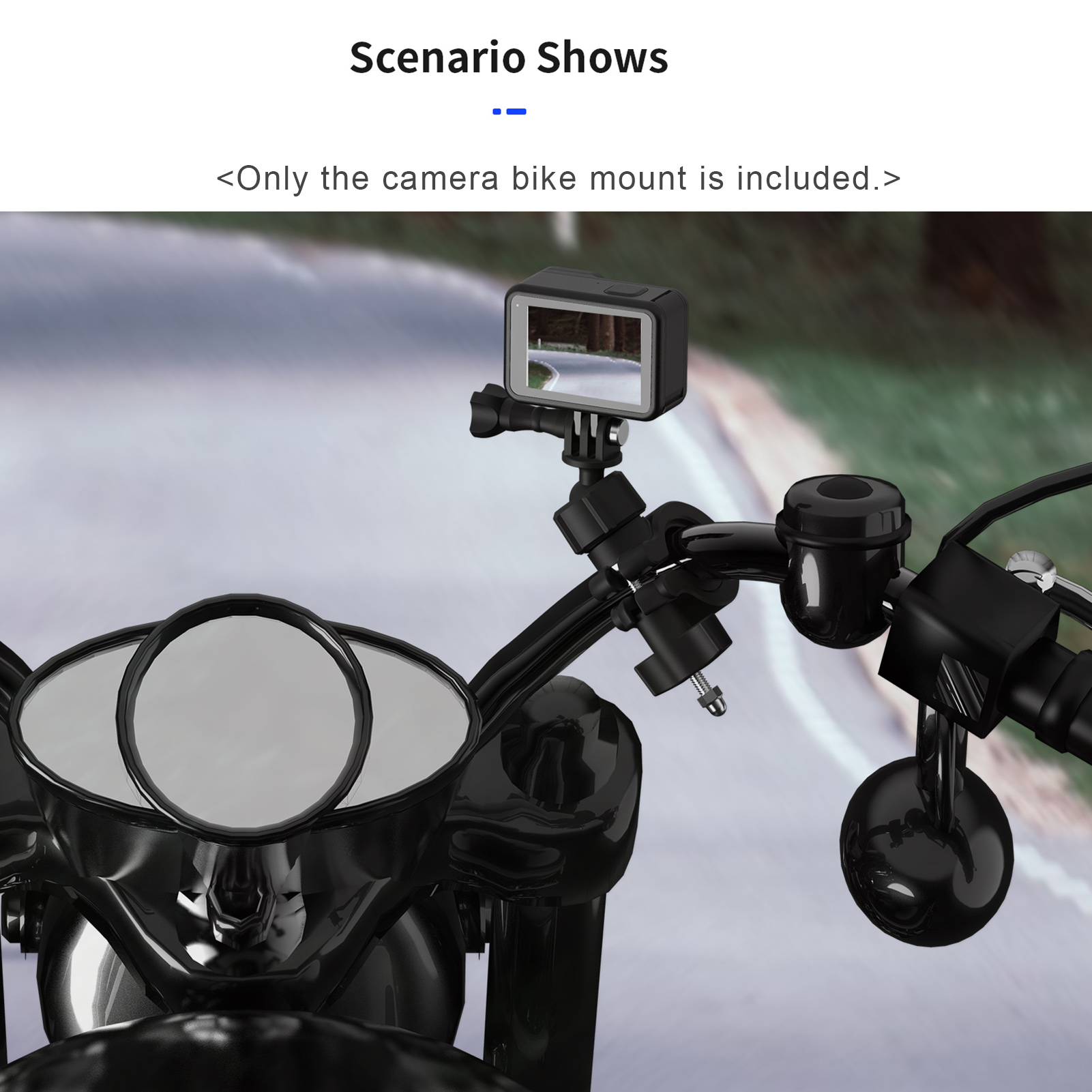 TELESIN DJ-HBM-001 Action Camera Handlebar Mount Motorcycle Bike Mount Bicycle Holder 360° Rotation 20mm-32mm Adjustable Diameter Replacement for GoPro Hero 9/8/7/6. 
