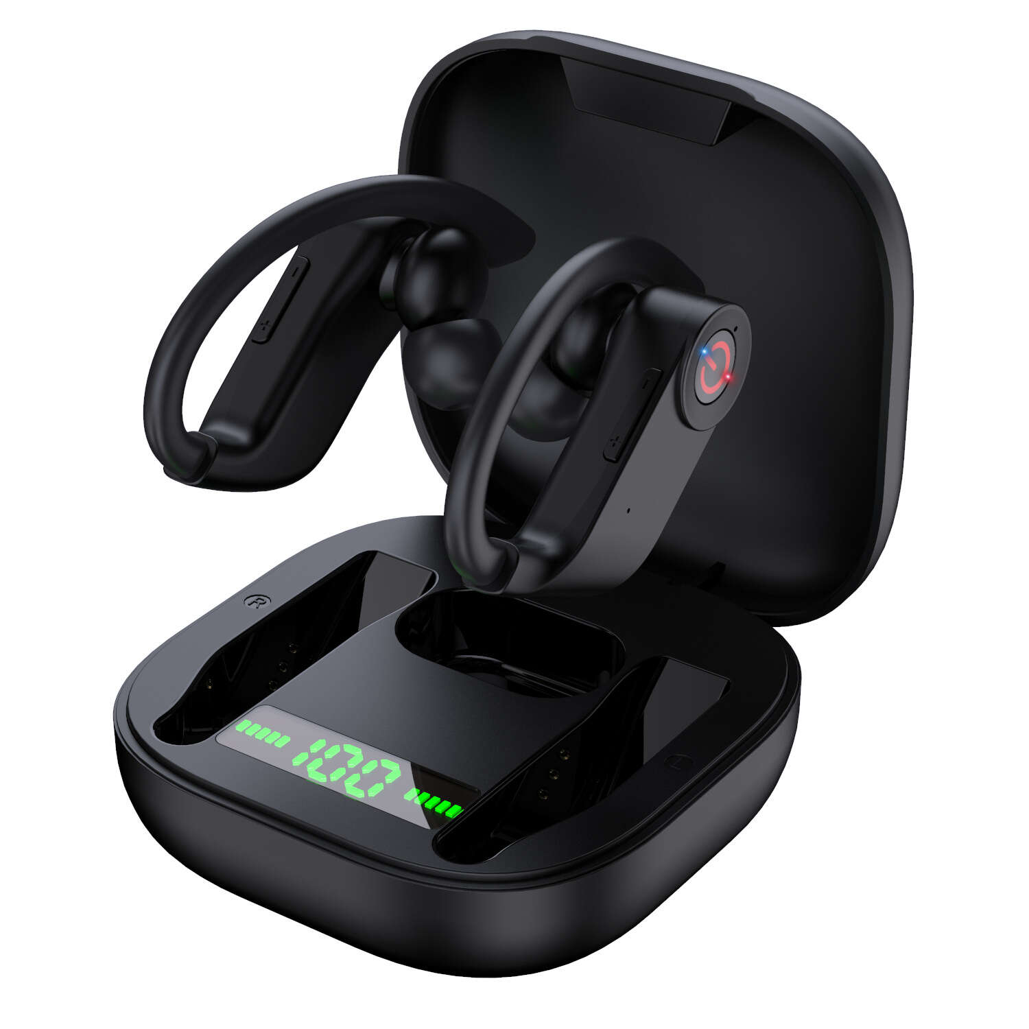 Q62-7 New TWS True Wireless Bluetooth Headphones with Large Capacity Digital Display Charging Case Ear Mounted Sports Earphones. 