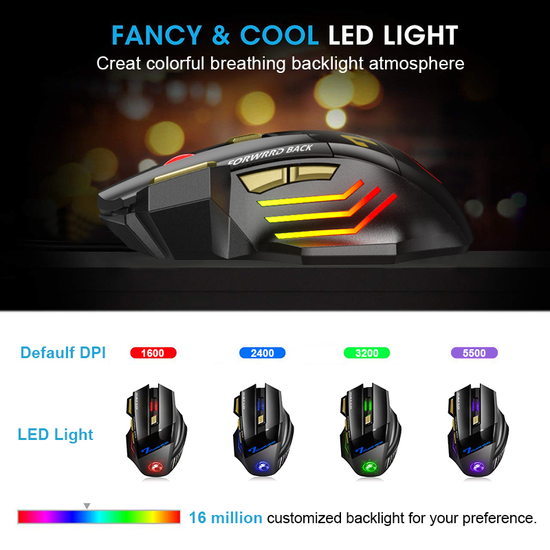 Laptop mouse, suitable for light RGB mute mark computer ergonomic rechargeable wireless mouse Bluetooth game mouse Cheng Xue Maoz with back. 