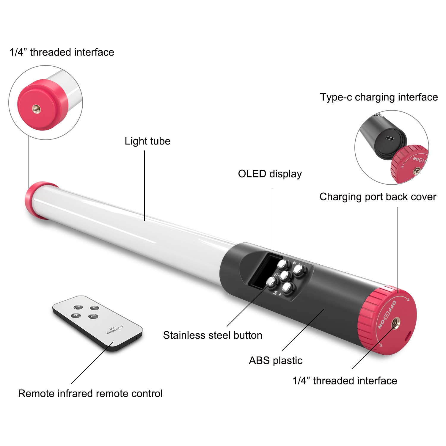 New- PULUZ RGB 114 LEDs Waterproof Photography Handheld Light Stick with Remote Control(Red). 