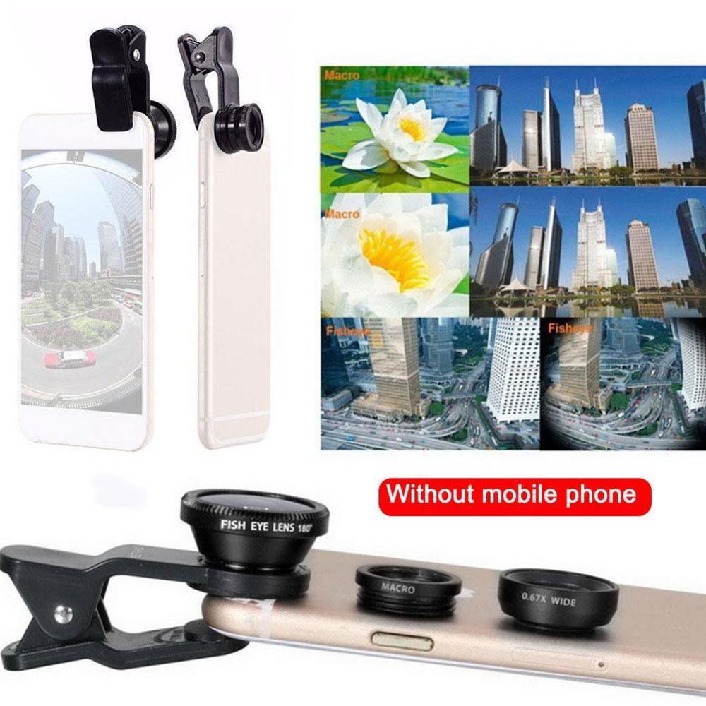 【happy one】Phone Lens Fisheye Lens 0.67x Wide-angle Zoom Lens with Kit Macro Fisheye Phone Lens Clip Mobile For Smartphone. 