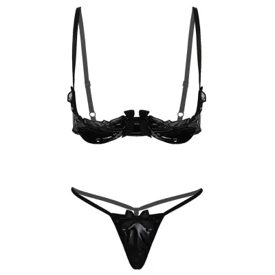 Leather String Bra Top and G-String