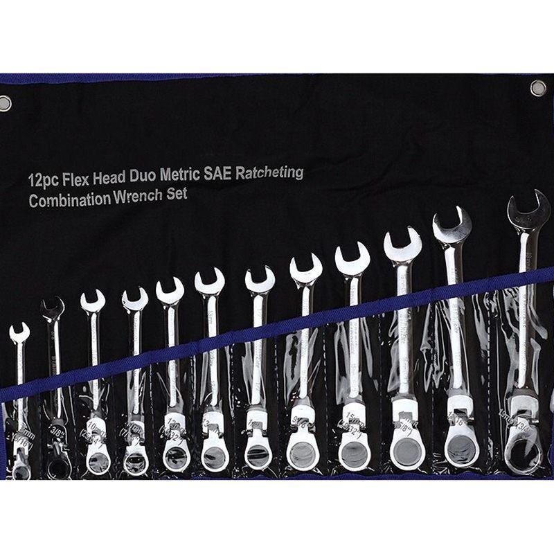 Hand Tools Wrench Sets Home & Garden 12pc Flex Head Duo Metric And SAE