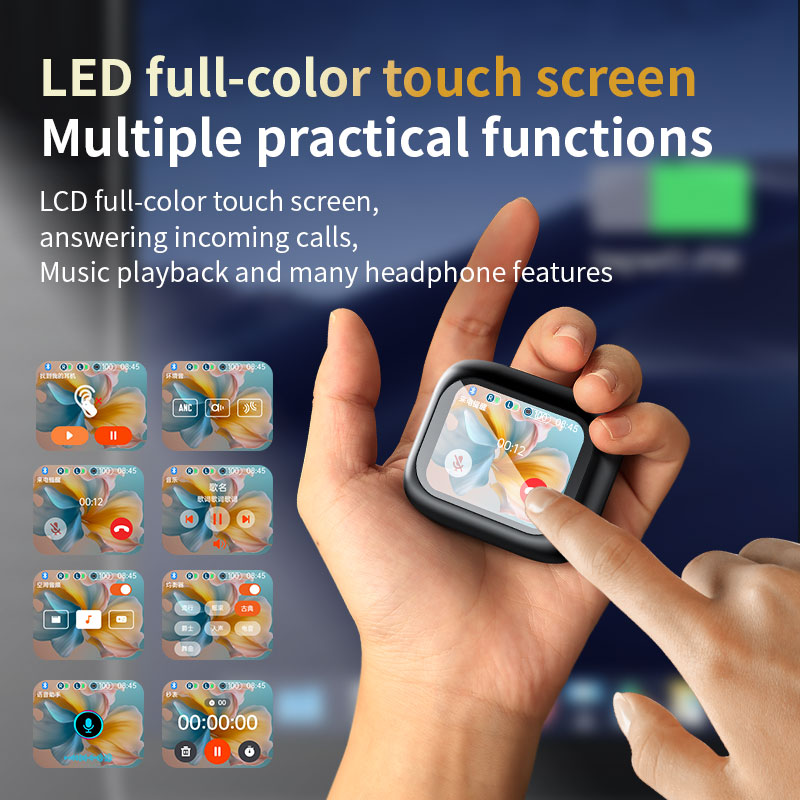 Touch screen Wireless Earbuds-ANC ENC-Long Battery Life-Bluetooth 5.4-AAC acoustic cavity bass-LEC full-color touchscreen-Incoming call alerts-Low latency. 