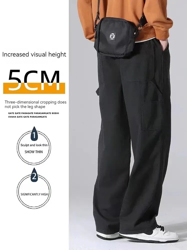 Army Green American Logging Cargo Pants Men's Spring and Autumn Loose American Vintage Straight Casual Pants Men's Trend. 