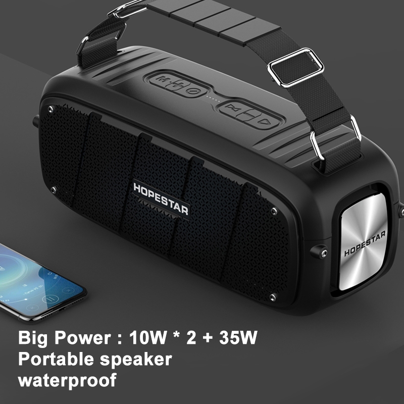 HOPESTAR A20 Pro TWS Portable Outdoor Waterproof Subwoofer Bluetooth Speaker with Microphone, Support Power Bank & Hands-free Call & U Disk & TF Card & 3.5mm AUX. 