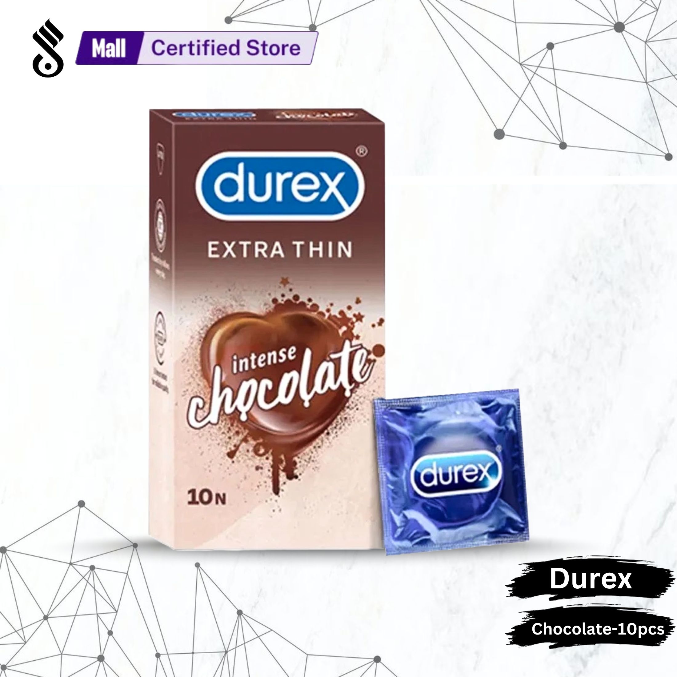Durex Extra Thin Intense Chocolate Flavored Condom For Men - 10pcs