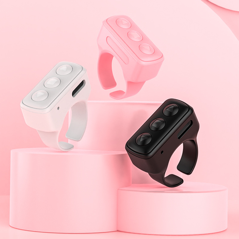 Hot Tiktoks Scrolling Ring Remote Control Button Stick Bluetooth Page Turner Fingertip Selfie Video Ring for Smartphone Control