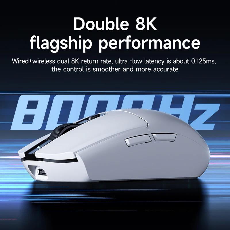 Mchose G3 Wireless Gaming Office Mouse 2.4g Bluetooth 8K Mouse Three-mode Lightweight Paw3395 Ergonomic Design 26000dpi 650ips. 