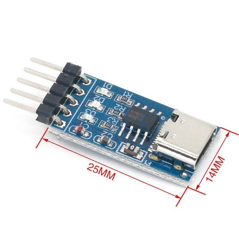CH340 TYPE C Serial Port Module HW-234 CH340N TYPE-C Interface USB To TTL Serial Port Module CH340N DC 5V 3.3V 5 Pin Leads Header Type C USB To TTL CH340N Module Adapters. 
