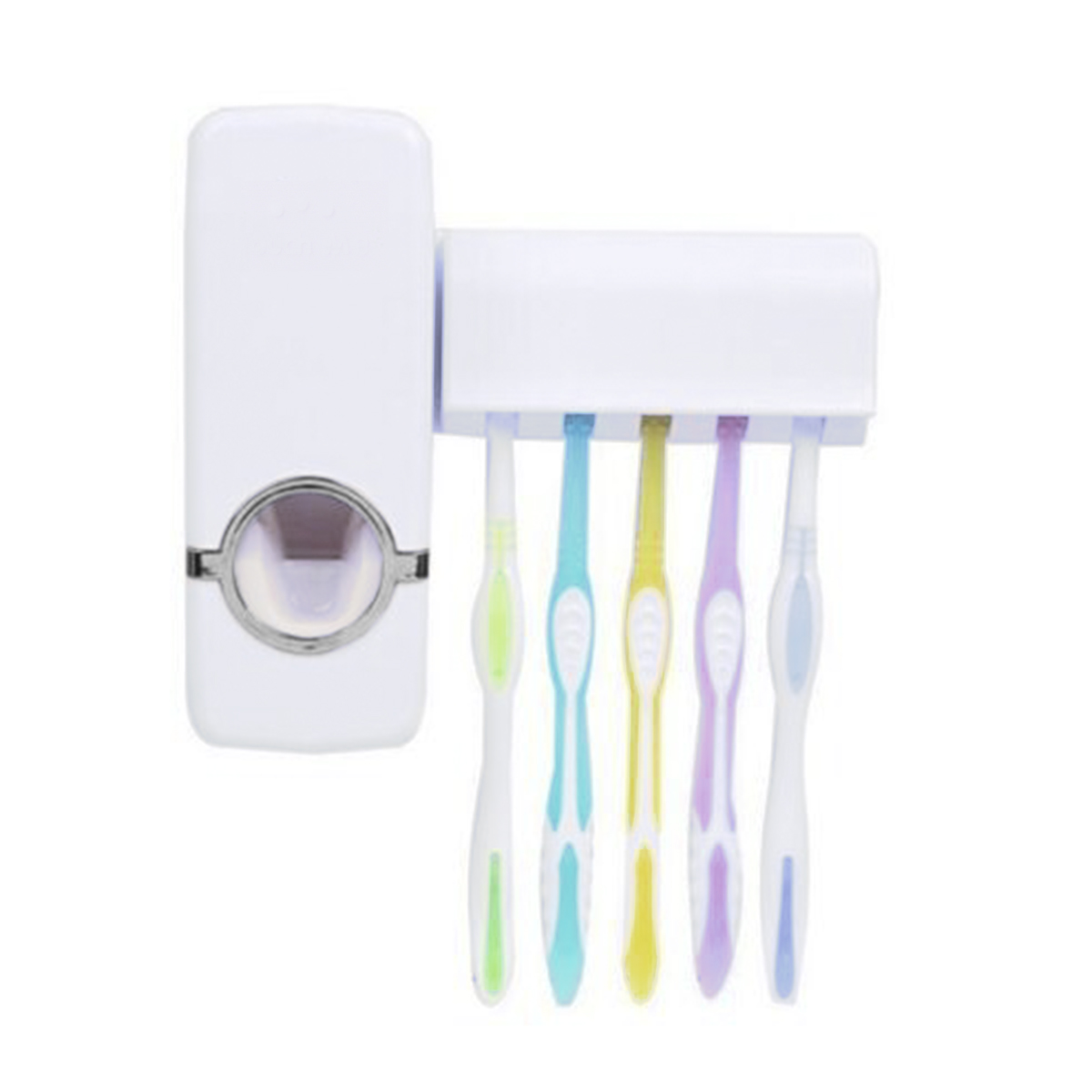 Automatic Toothpaste Dispenser and Brush Holder Set White. 