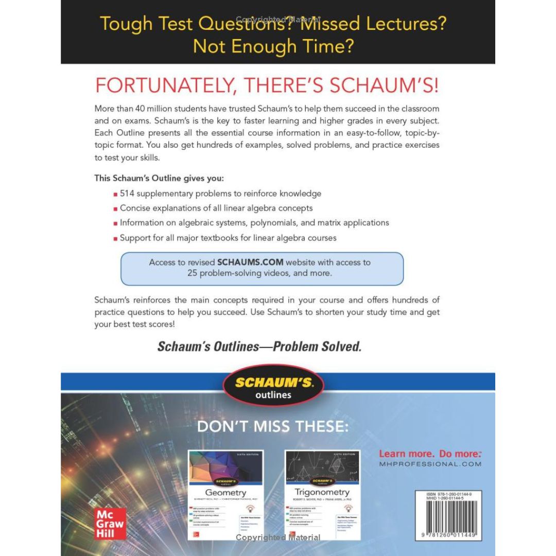 Schaum's Outline of Linear Algebra by Seymour LIPSCHUTZ ,  6th Edition. 