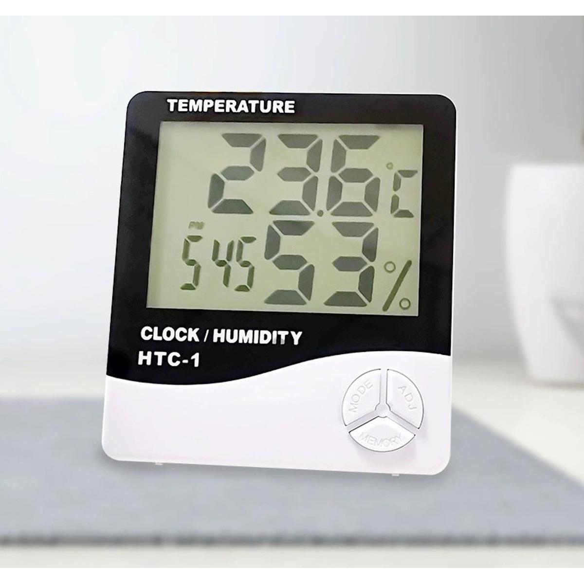 (New)HTC-1 large EAD houehold thermometer temperature and humidity meter high preciion indoor electronic thermometer with electronic alarm clock. 