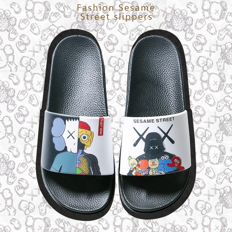 Supreme Kaws Sesame Street Slippers Sesame Men Outdoor Wear Ins