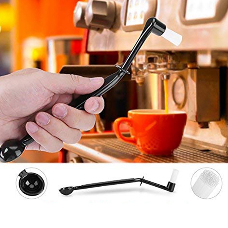 Coffee Machine Cleaning Brush with Spoon Tool Set for Espresso Machine Group Head,Pack of 6,Black. 