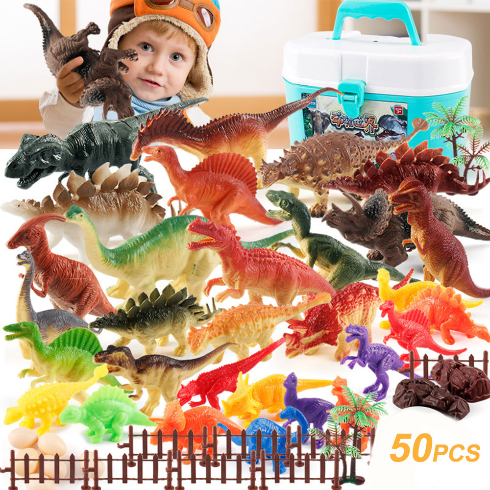 Safe and Harmless Dinosaur Model Large Plastic Dinosaur Toy Set Children's Toys to Send Storage Box. 