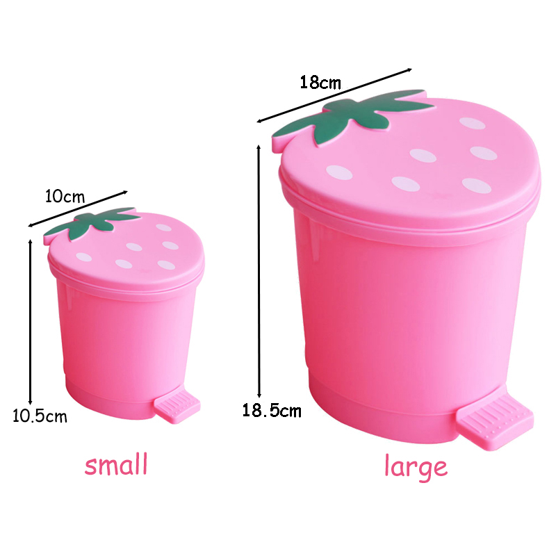 cartoon strawberry bucket plastic bucket desktop trash can. 