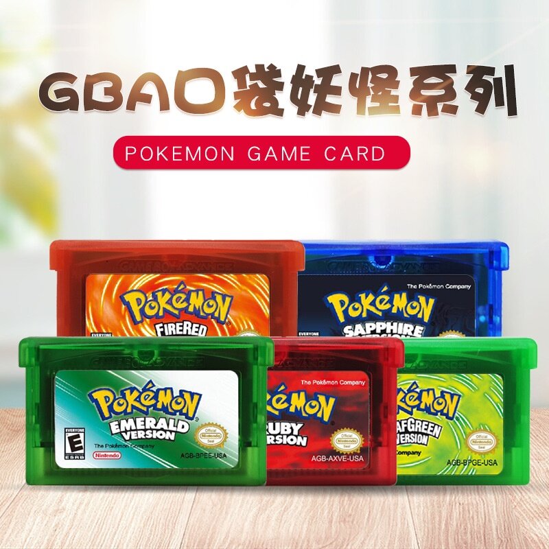 Sapphire/Emerald/Fire Red/Leaf Green/Ruby Pokemon Game Card Cartridge NDSL/GBC/GBM/GBA/SP 5 Styles. 
