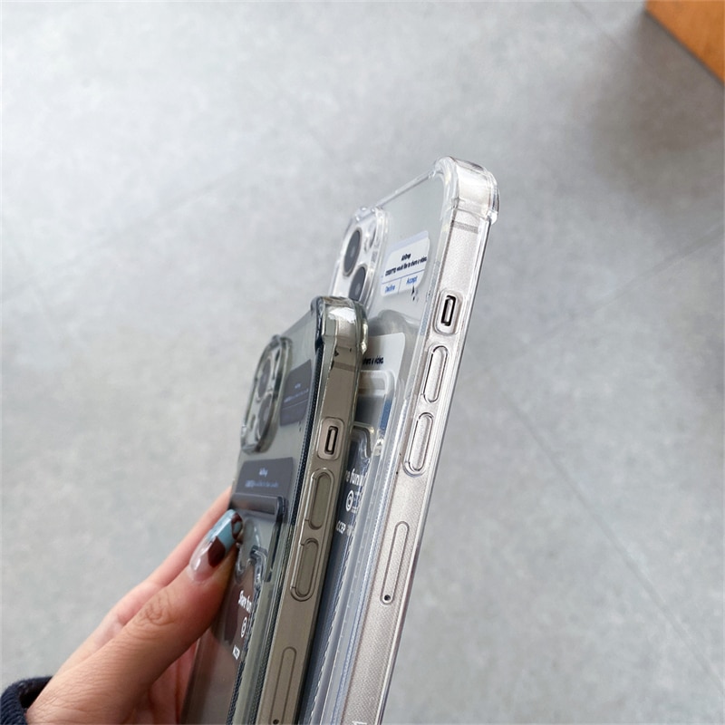 Cute Funny Airdrop Card Holder Transparent Phone Case For iPhone 13 12 11 Pro XS Max X XR SE 7 8 Plus Clear TPU Soft Back Cover. 