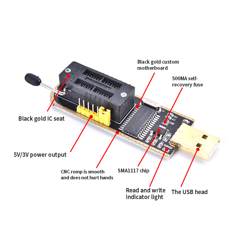 CH341A 24 25 Series EEPROM Flash BIOS USB Programmer Module + SOIC8 Test Clip cnx. 