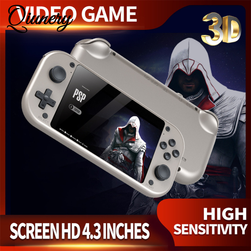 Qiunery 4.3 Inch Video Game Console With Built In 20000+ Games Games 1500MAH Battery Game Console 4K HD Video Nostalgic Game Controller 3D Joystick Console For Kids Men Women