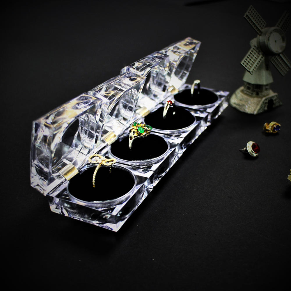 Box Gift Box Transparent Box Ring Box Cube Four-corner Acrylic Flower. 