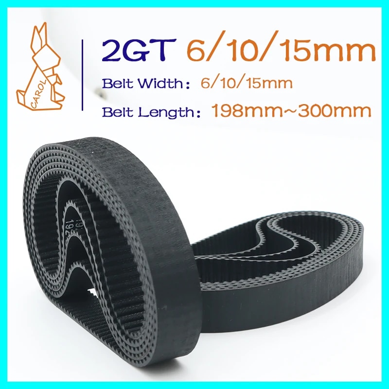 2GT Belt Width 6/10/15mm GT2 Timing Belt Closed Loop Rubber Perimeter 198mm~300mm Timing Synchronous Belt 3D Printer Belt Parts