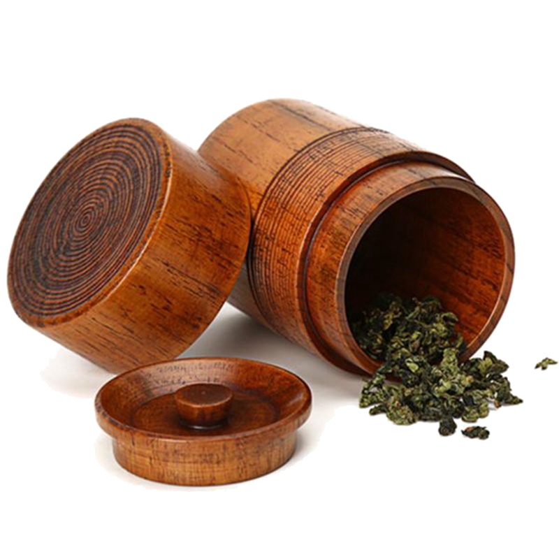 Wooden Tea Pot Handmade Kung Fu Tea Set Portable Travel Tea Storage Candy Nut Coffee Bean Powder Boxed Sealed Can,2 Pcs